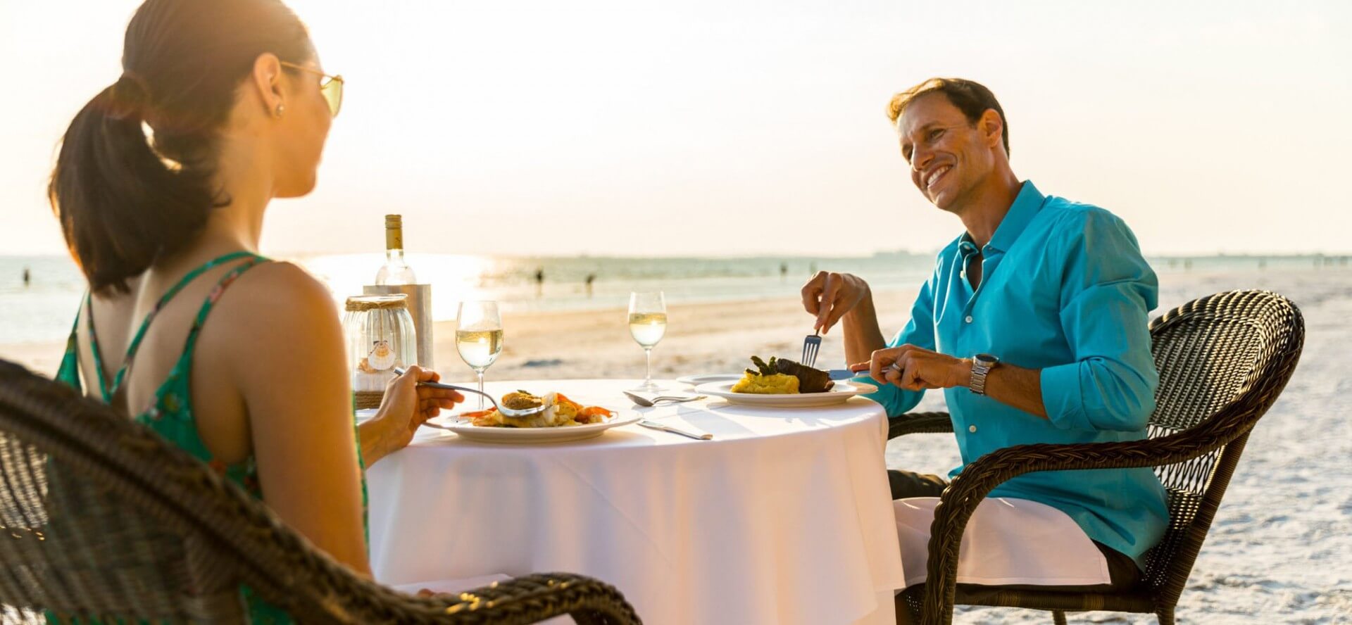 Couple enjoys a private dinner on Fort Myers Beach