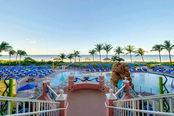 View from the stairs overlooking the Octopool and Fort Myers Beach