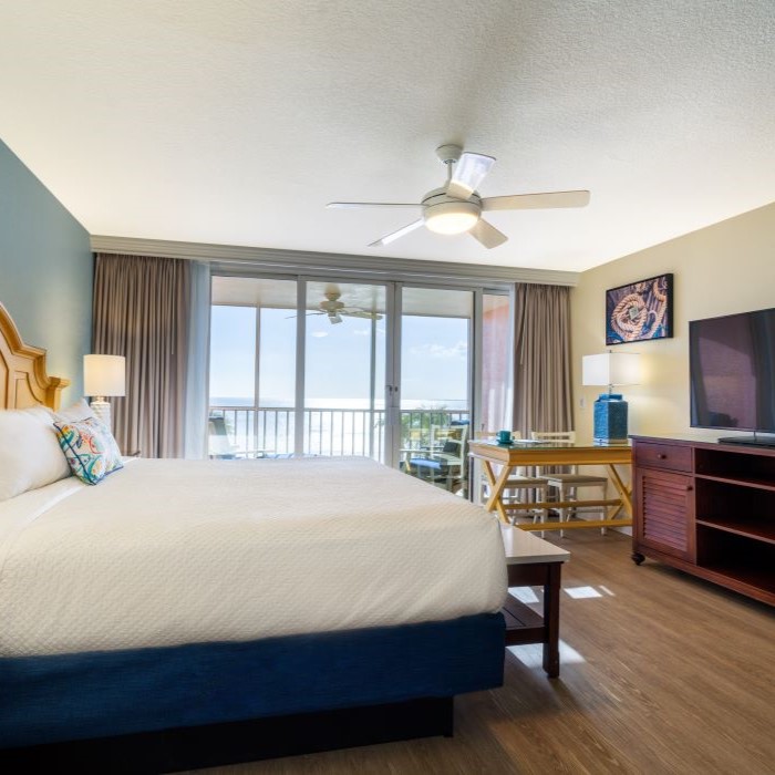 Sanibel View king guest room overlooking fort myers beach