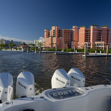 Pink Shell Marina and Resort viewed from boat
