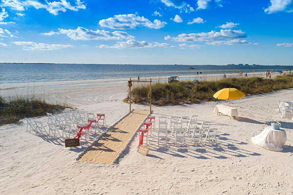 Wedding ceremony set up on Fort Myers Beach